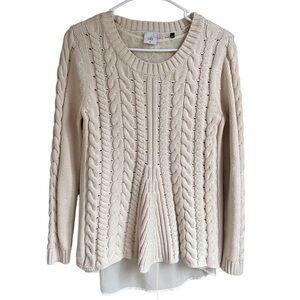 CAbi Cream Cable Knit Sweater